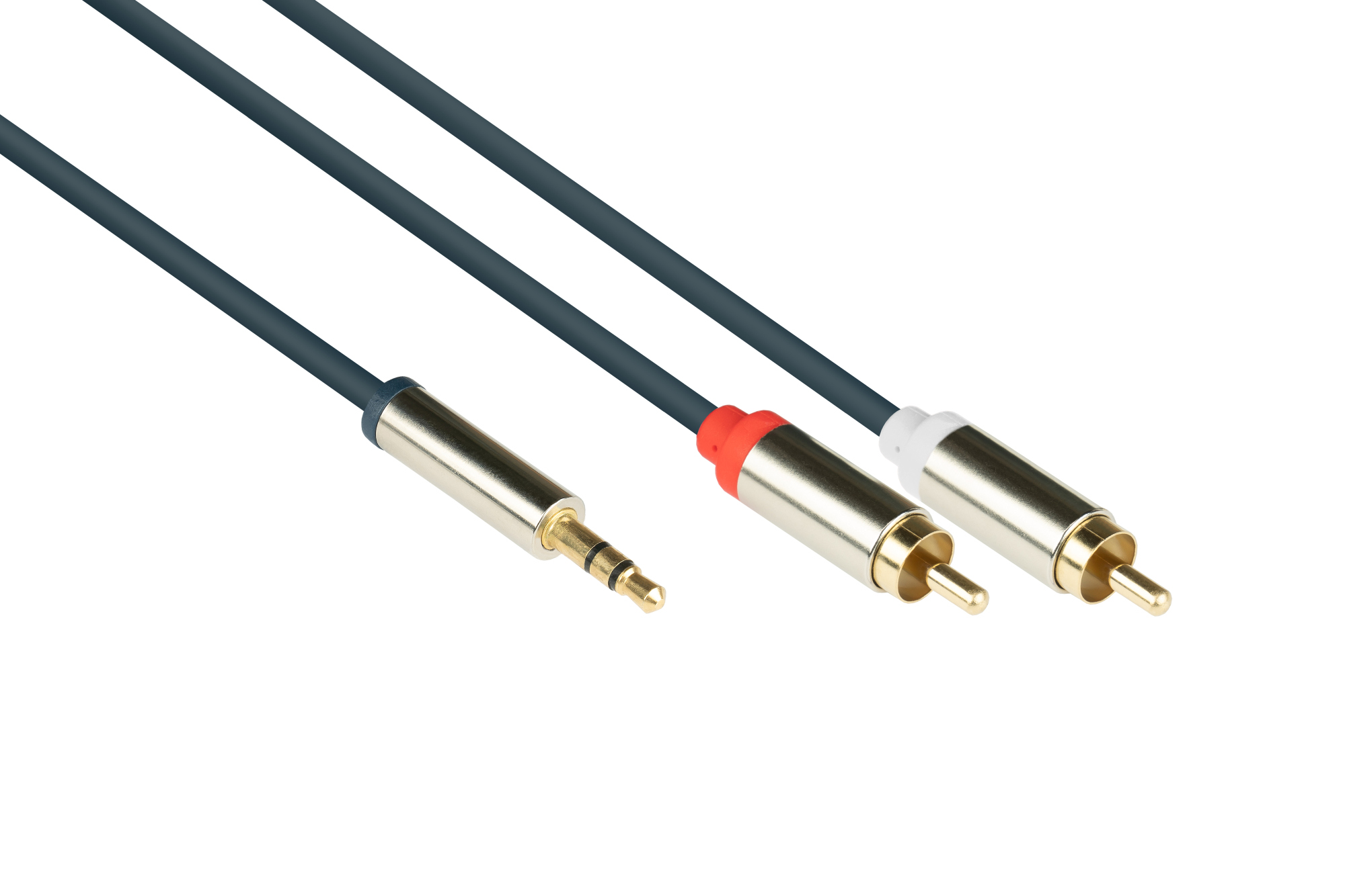 kabelmeister® Audio Anschlusskabel SmartFLEX, High-Quality, 3-poliger 3,5mm Klinkenstecker an 2x RCA/Cinch Stecker, dunkelblau, 2m