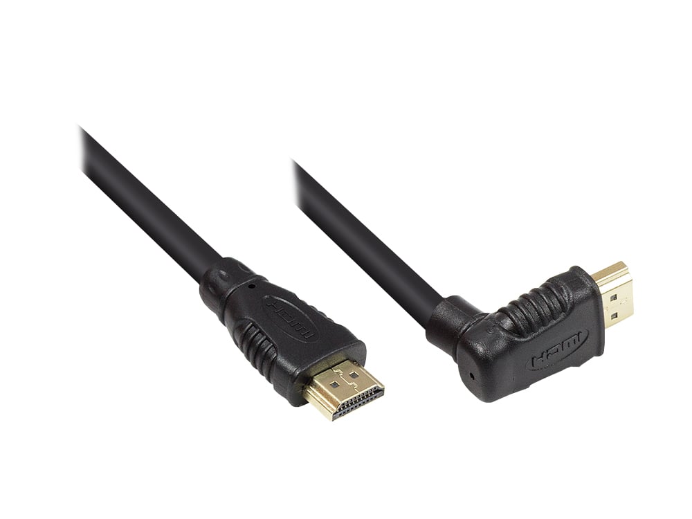 High-Speed-HDMI®-Kabel mit Ethernet, Winkelstecker oben, vergoldete Stecker, 1m
