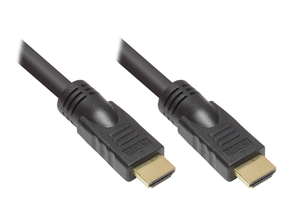 Anschlusskabel High-Speed-HDMI®-Kabel mit Ethernet, vergoldete Stecker, schwarz, 20m