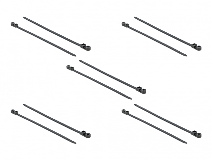 Kabelbinder mit Befestigungsöse L 300 x B 7,6 mm schwarz 10 Stück