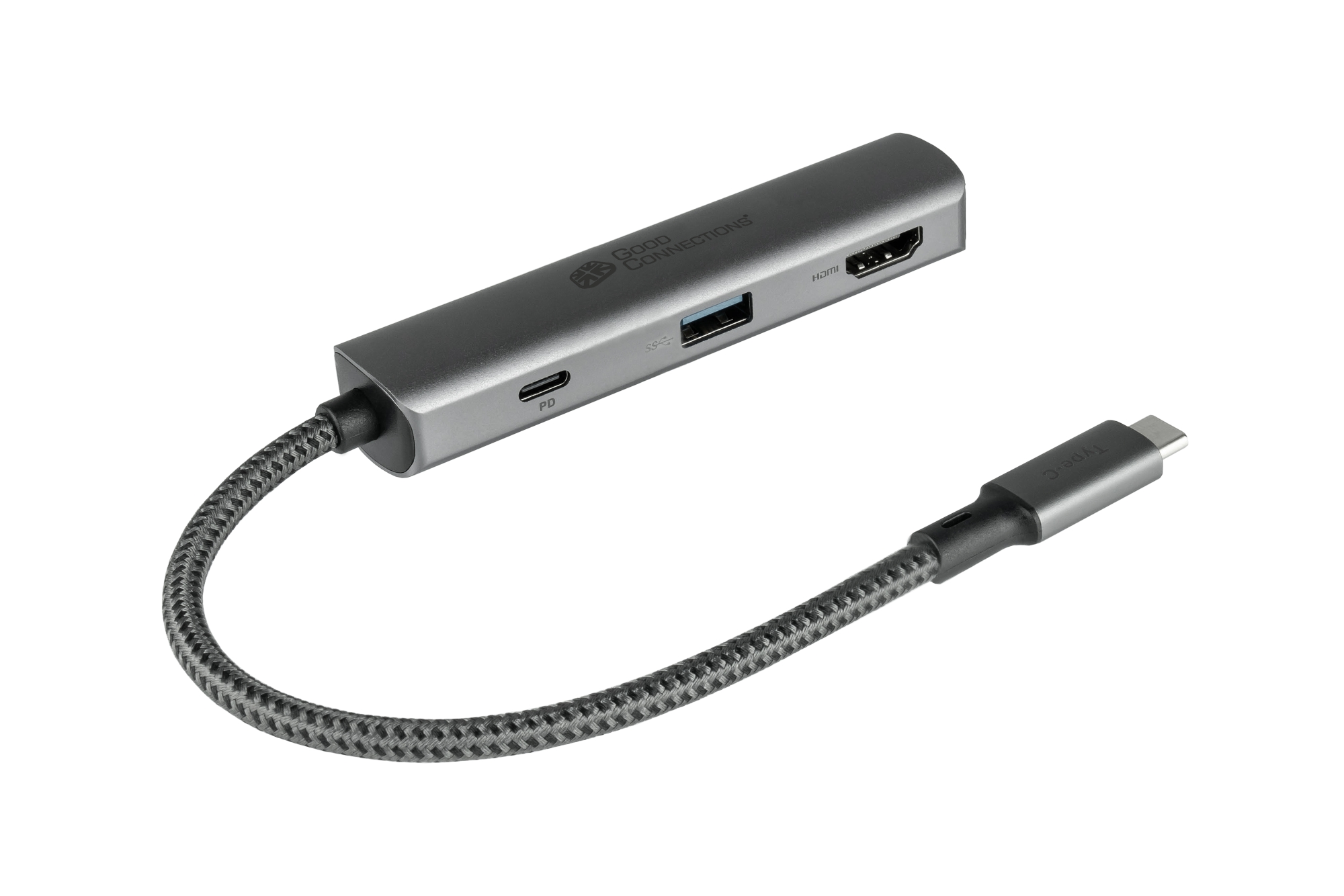 USB-C™-Hub (3-Port), 1x HDMI 2.0, 1x USB-C™ (PD 94W), USB 3.0 A, anthrazit