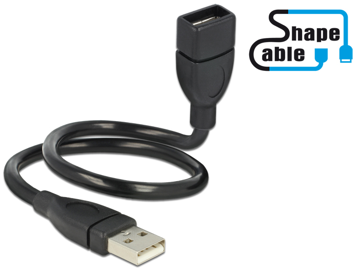 Kabel USB 2.0-A Stecker an USB 2.0-A Buchse ShapeCable 0,35m