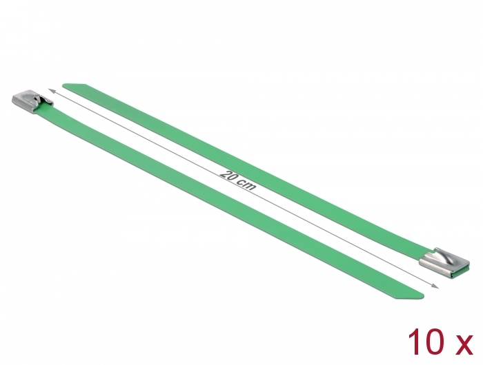 Edelstahlkabelbinder L 200 x B 7,9 mm grün 10 Stück