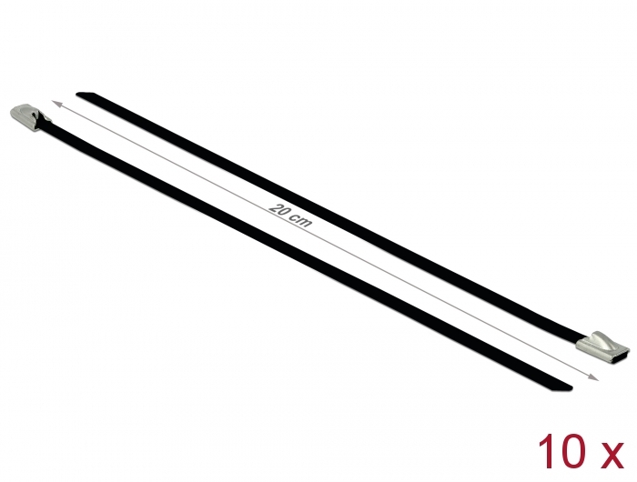 Edelstahlkabelbinder L 200 x B 4,6 mm schwarz 10 Stück