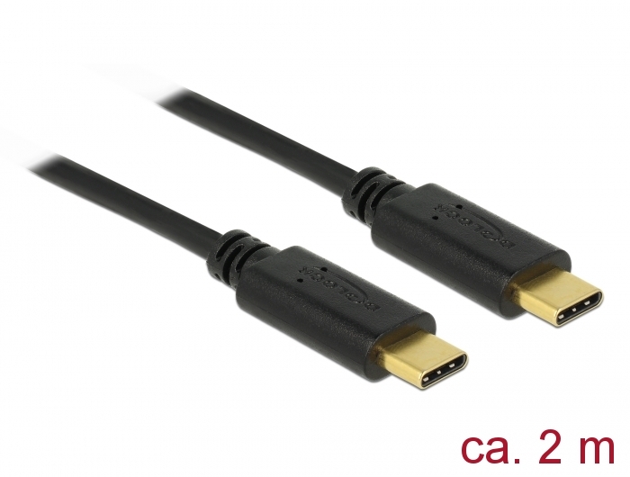 USB 2.0 Kabel Type C™ zu Type C™, 5A E-Marker, schwarz, 2m
