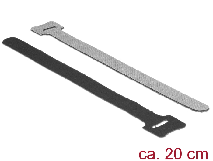 Klett-Kabelbinder L 200mm x B 12mm, 10 Stück, schwarz