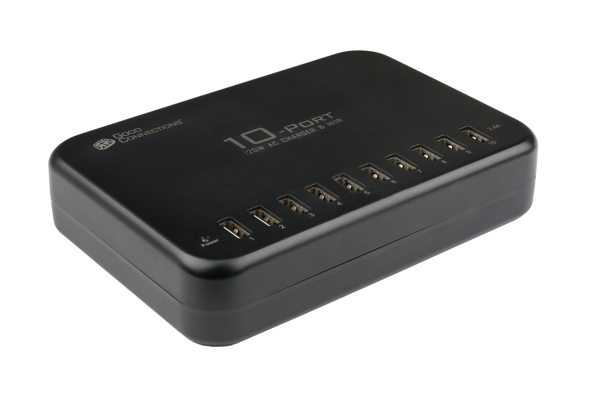 USB-Desktop-Schnellladestation 120W, 10-Port (10x USB-A), schwarz