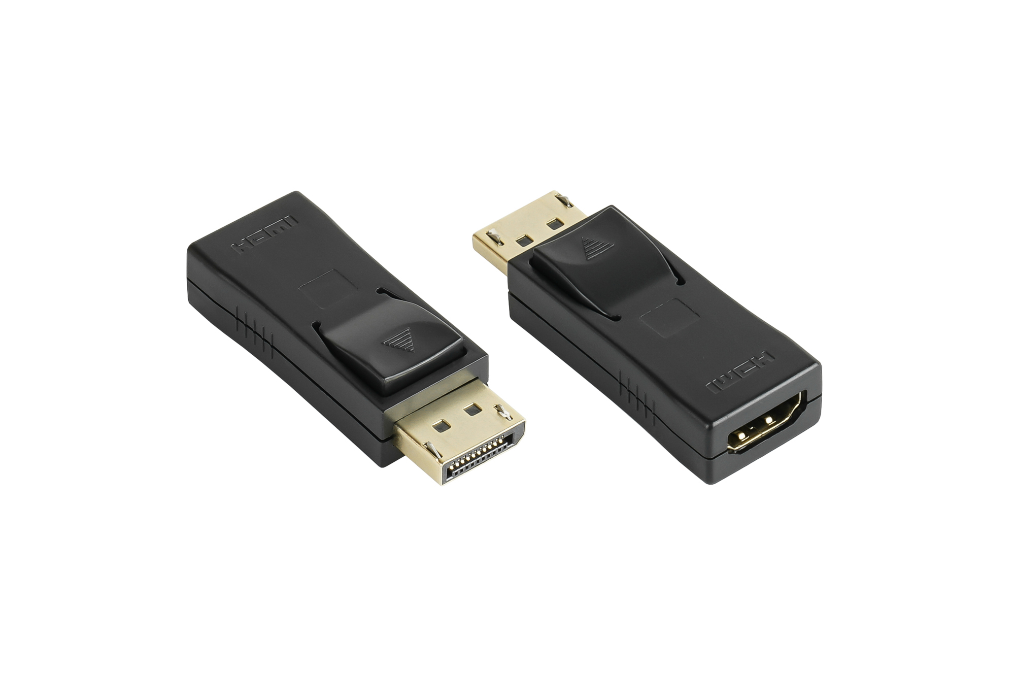 Adapter Displayport 1.2 Stecker an HDMI Buchse, 4K / UHD @30Hz, vergoldete Kontakte, schwarz