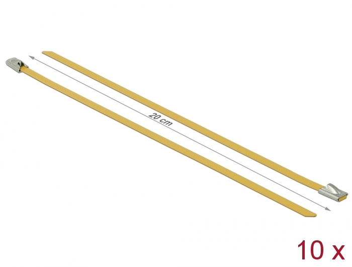 Edelstahlkabelbinder L 200 x B 4,6 mm gelb 10 Stück