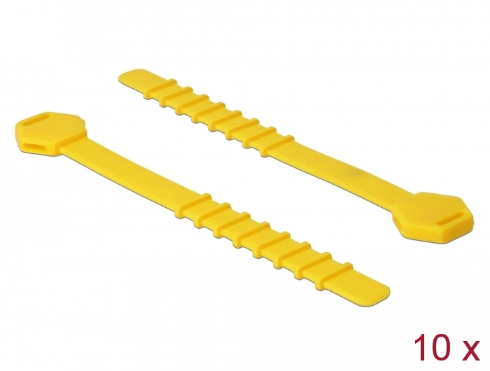 Silikon-Kabelbinder wiederverwendbar, 10 Stück, gelb