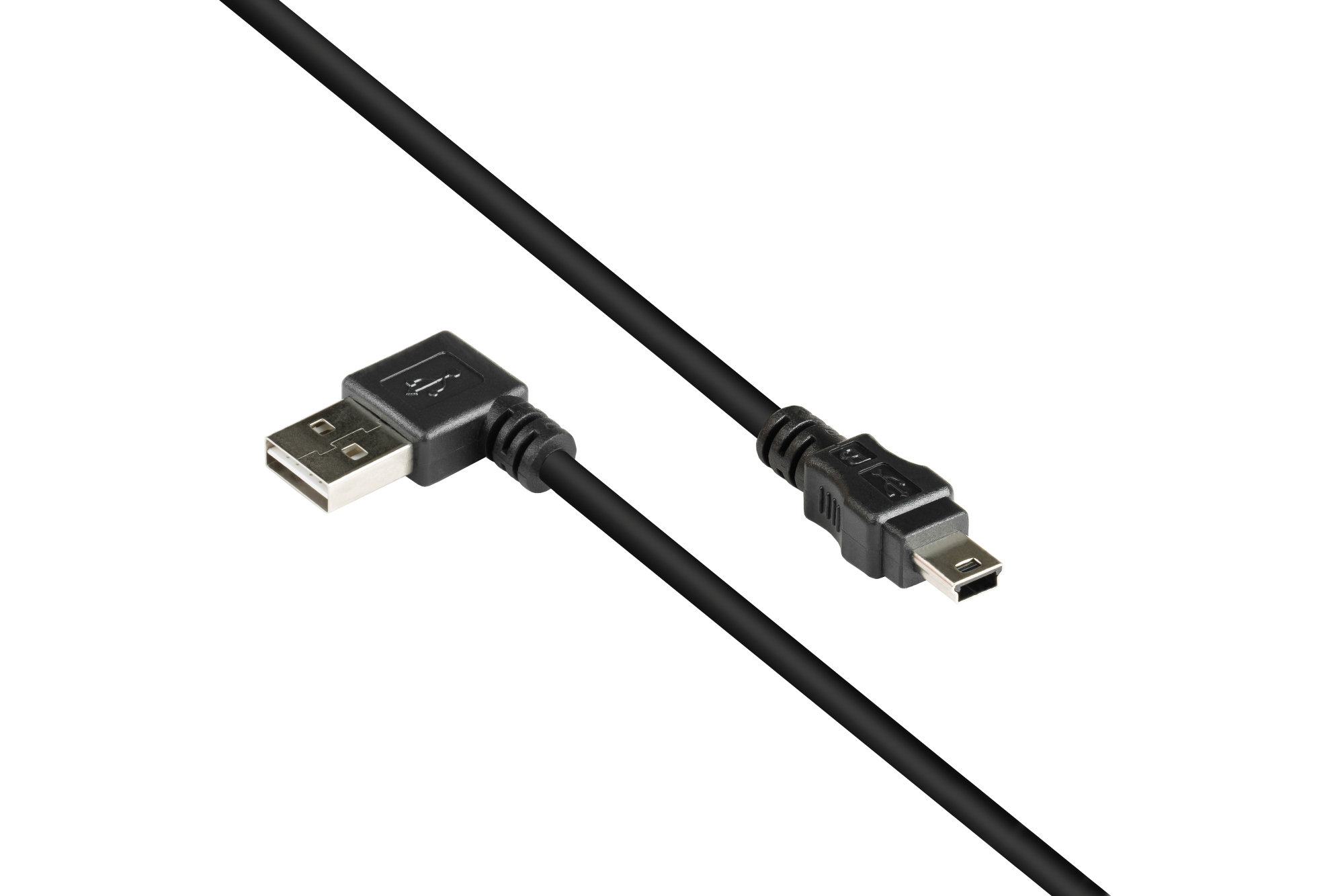 kabelmeister® Anschlusskabel USB 2.0 EASY Stecker A an Mini B Stecker, gewinkelt, schwarz, 2m