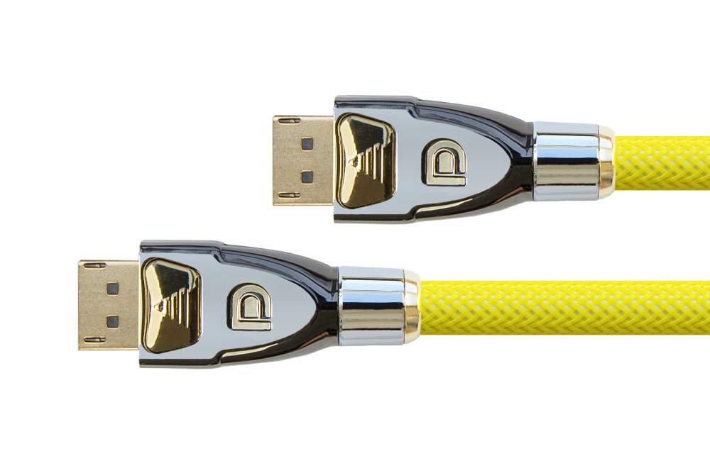Anschlusskabel DisplayPort 1.2  4K2K / UHD, 24K vergoldete Kontakte, OFC, Nylongeflecht gelb, 1m, PYTHON® Series
