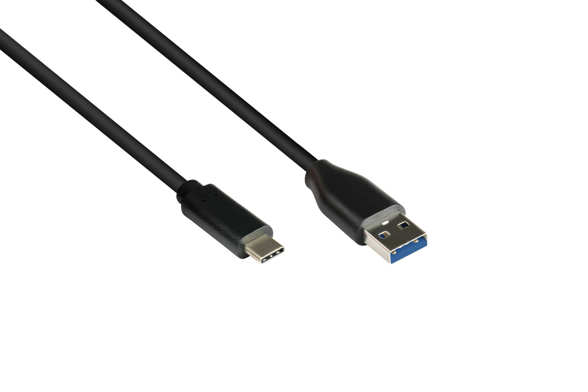 Anschlusskabel USB 3.0, USB 3.0 A Stecker an USB-C™ Stecker, CU, schwarz, 2m