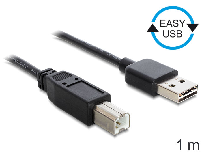 Anschlusskabel USB 2.0 EASY Stecker A an Stecker B, schwarz, 1m