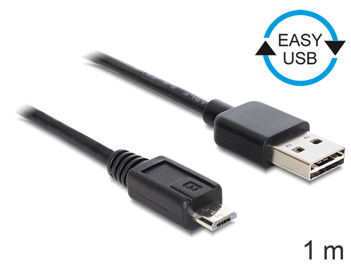 Anschlusskabel USB 2.0 EASY Stecker A an micro Stecker B,  schwarz, 1m